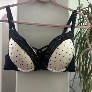 Torrid Intimates Black and White Polka Dot Lace Bra